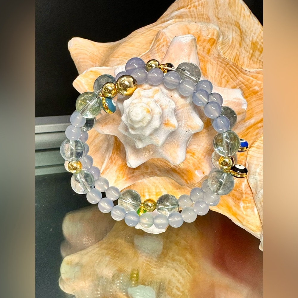 CHALCEDONY+  TOPAZ MEMORY BRACELET Size 7” up to 7.5”